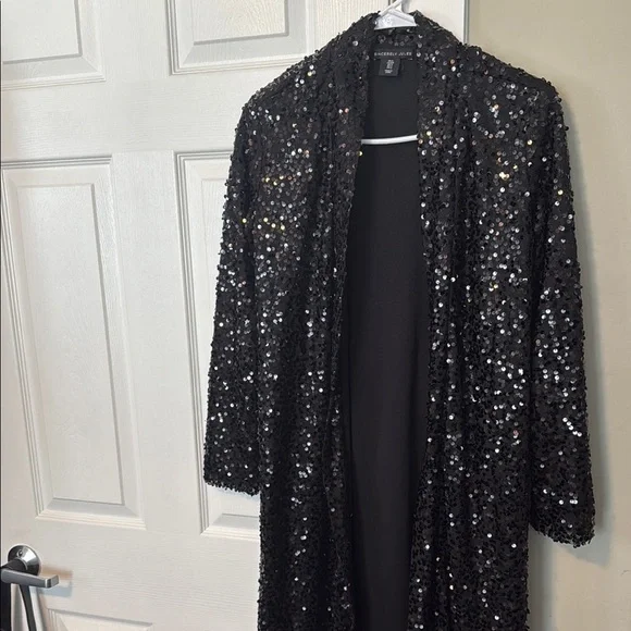 Sincerely Jules Black Sequin Coat - Picture 1 of 16